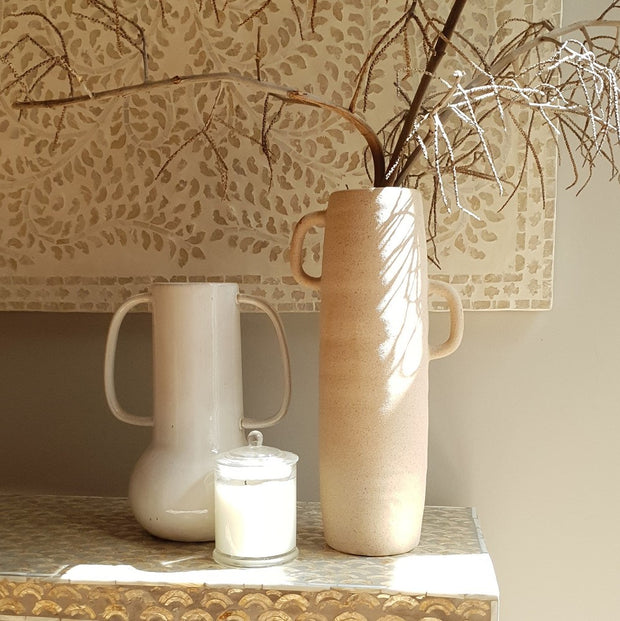 A Little Morocco, Pottery Riad Slimline Tall Cream Vase Medditerranean style