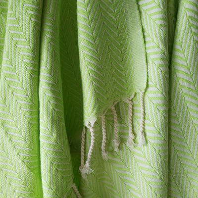 A Little Morocco, Turkish Towel, Lime Chevron Closeup