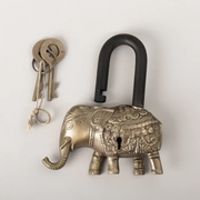 A Little Morocco Antique Brass Elephant Lock Keyed Flat