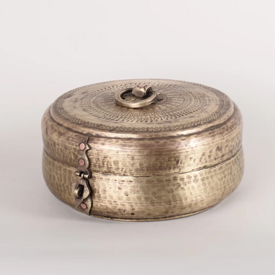 A Little Morocco, Vintage Brass Chapati Box Large Front
