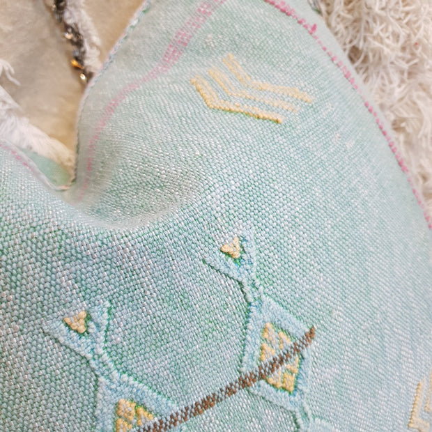 A Little Morocco, Cactus Silk Cushion, 50x50 Green Grace Closeup