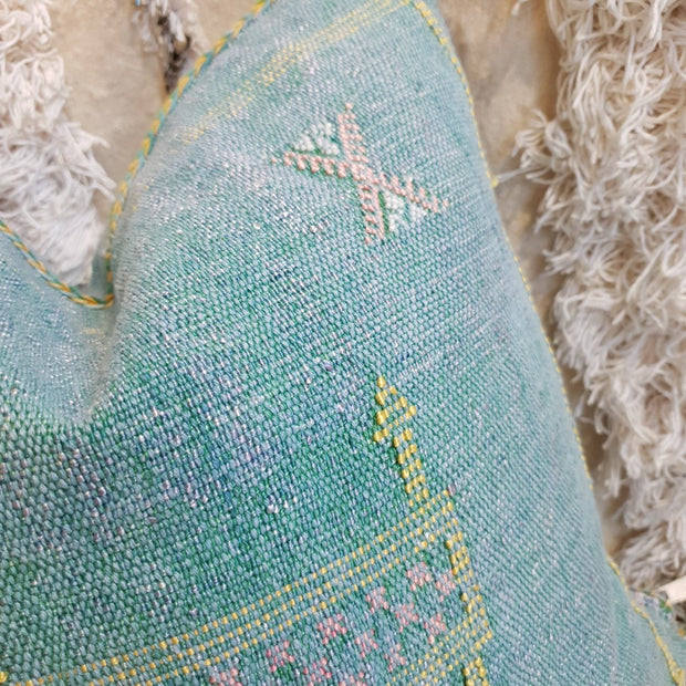 A Little Morocco, Cactus Silk Cushion, 50x50 Mint Tea Clsoeup