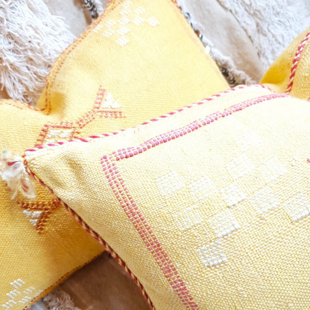 A Little Morocco Cactus Silk Cushion  Mustard Maze Detail