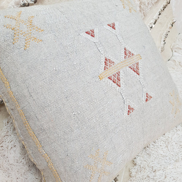A Little Morocco, Cactus Silk Cushion, Vintage Wash 50x50 Pale Grey
