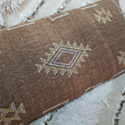 A Little Morocco Cactus Silk King Cushion Burnt Toffee Detail