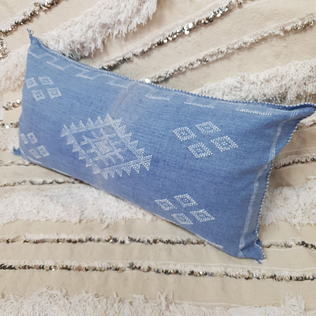 A Little Morocco Cactus Silk King Pillow Chefchaouen Blue Angle