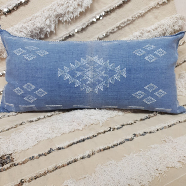 A Little Morocco Cactus Silk King Pillow Chefchaouen Blue Front