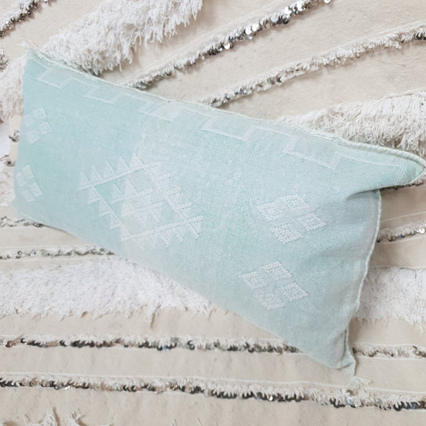 A Little Morocco Cactus Silk King Pillow Moroccan Mint Angle