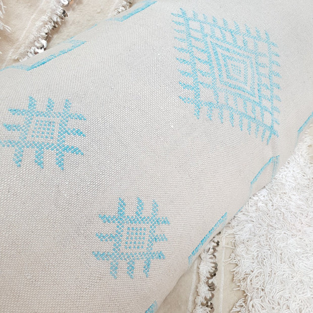 A Little Morocco Cactus Silk King Pillow Natural Blue Skies Detail
