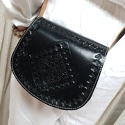 A Little Morocco Moroccan Leather Bag Fez Petite Black Closeup