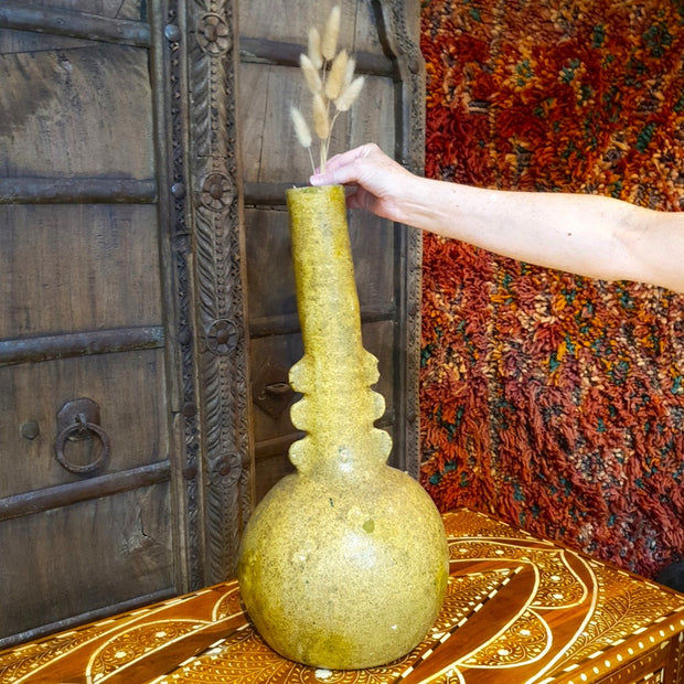 A Little Morocco, Ochre Tamegroute Tall Necked Vase, Style B