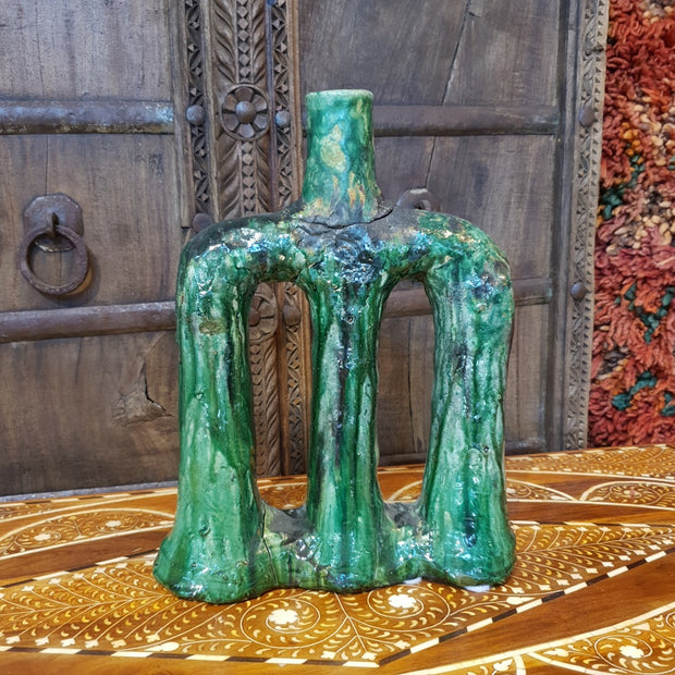 A Little Morocco, Tamegroute Green Tri-legged candle holder front