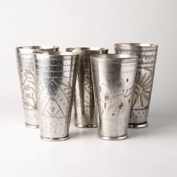 A Little Morocco Vintage Lassi Cup Silver Brass Group