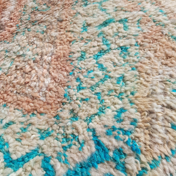 A Little Morocco, Vintage Moroccan Rug, Nora with earthy tones and teal, Detail
