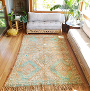 A Little Morocco, Vintage Moroccan Rug, Nora with earthy tones and teal, Front