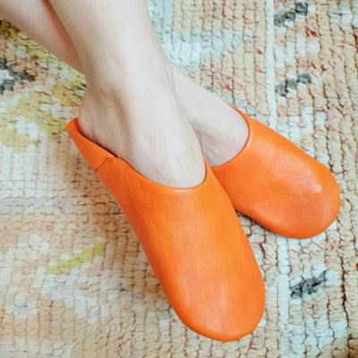 A Little Morocco, Babouche slippers, Tangerine Top View