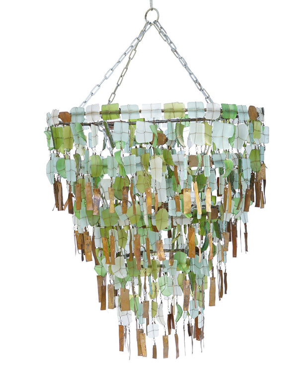 Malawi Tumbled Glass and Copper Chandelier - Large or Medium