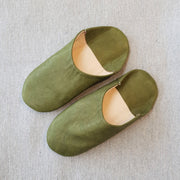 A Little Morocco, Babouche Slippers, Olive, Front