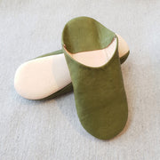 A Little Morocco, Babouche Slippers, Olive, Layered
