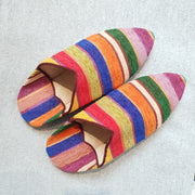 A Little Morocco, Babouche Shoes Velvet Stripes Flatlay