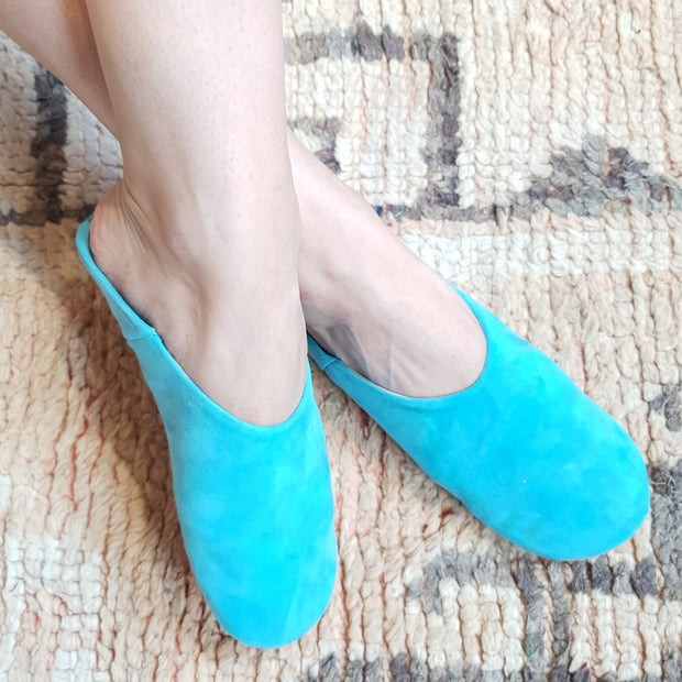 Babouche Slippers - Suede Turquoise
