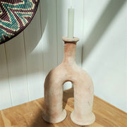 A Little Morocco, Unglazed Double Footed Candle Holder Angled View