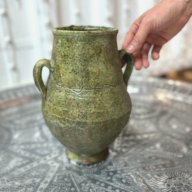 A Little Morocco, Green Tamegroute, Handled Vase, Scale