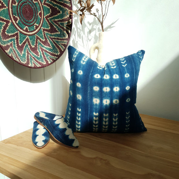 A Little Morocco, Indigo Cushion, Vintage Medium 50x50 Styled 