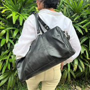 A Little Morocco, Moroccan Leather Bag, Hassan Weekender Black ull