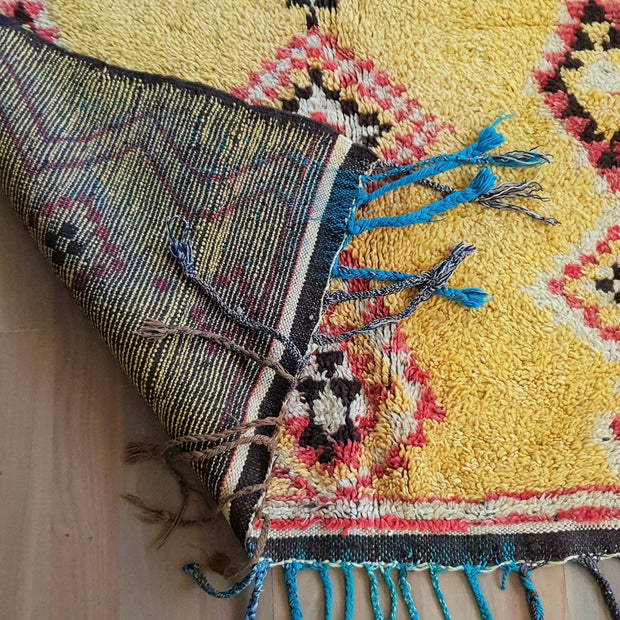 A Little Morocco, Vintage Moroccan Rug, Tumeric Teaser Corner View