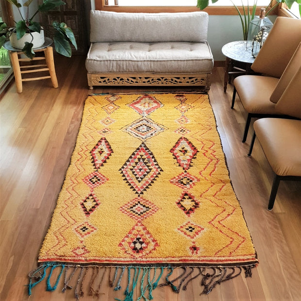 A Little Morocco, Vintage Moroccan Rug, Tumeric Teaser Front View