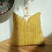 A Little Morocco, Mudcloth Cushion, Mustard square front