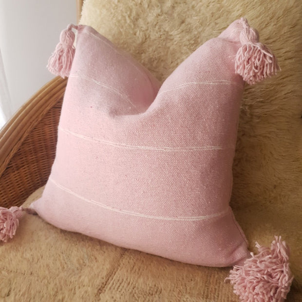 A Little Morocco, Pompom Cushion Pink Pin-Stripe Colour