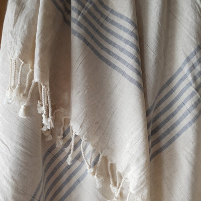 A Little Morocco, Turkish Towel, Blue Linen Crush Closeup