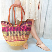 A Little Morocco African Basket Bag, U Shopper Long Handle, Palais, Front