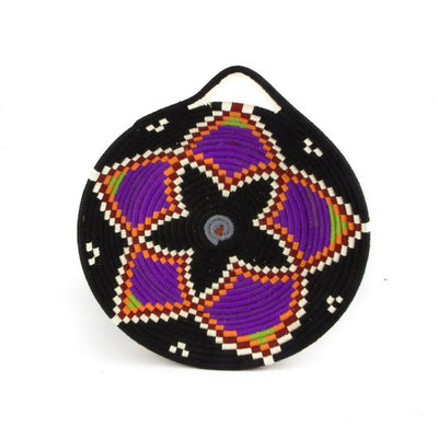 Berber Platter - Black n' Fushcia 42cm-Berber Basket-A Little Morocco